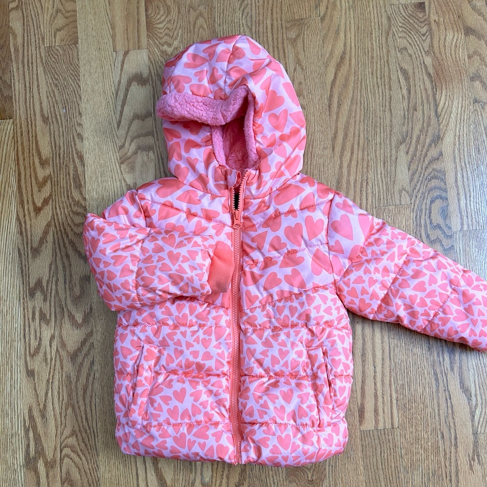 3T Pink Swiss Tech Winter Coat. One small blue paint stain, pictured above.